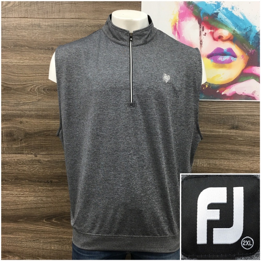 FootJoy‎ Mens 2XL Golf Vest Quarter Zip Heathered Grey Performance Stretch Mock